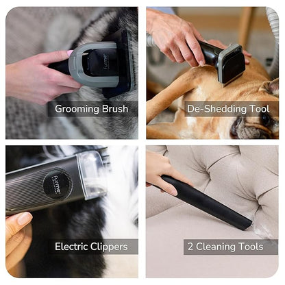 Original Pet Grooming Vacuum Kit - Cat &amp; Dog Grooming Kit for Easy Pet Care at Home, Quiet &amp; Safe Dog Hair Remover Machine with Brush, Clipper, Shedding &amp; Cleaner Tools &amp; 1L Canister
