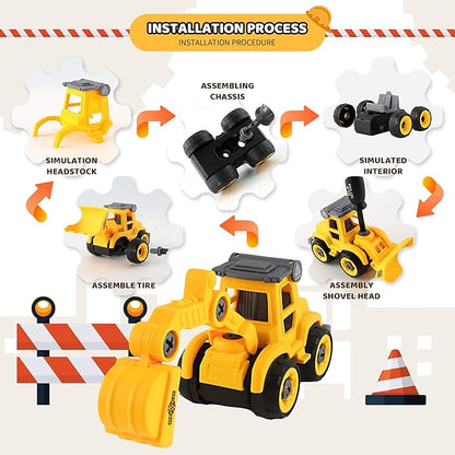 Asoxt 43-Piece Construction Sensory Playset – 2 lbs Play Sand, 4 DIY Trucks, Crane &amp; Road Signs – Creative Sandbox Toy for Kids Ages 3+