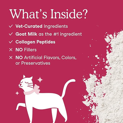 Fera Pets Goat Milk Topper - Cat &amp; Dog Skin and Coat Supplement with Collagen, Biotin &amp; Vitamin C - Helps Maintain Normal Skin Moisture - Promotes a Shiny Coat - for Picky Eaters - 60 TSP