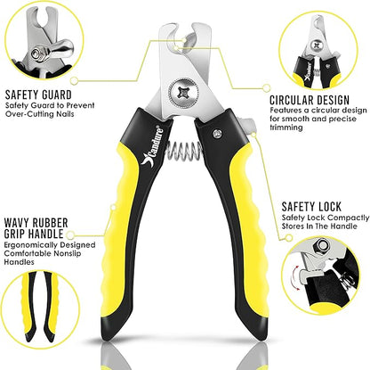 Candure Dog Nail Clippers for Pet Grooming - Professional Cat Nail Trimmers Suitable for Small to Medium Breeds with a Safety Guard &amp; Nail File