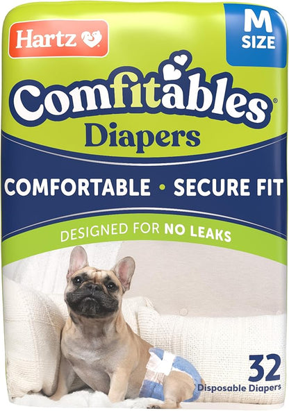 Hartz Disposable Dog Diapers, Size M 32 count, Comfortable &amp; Secure Fit, Easy to Put On