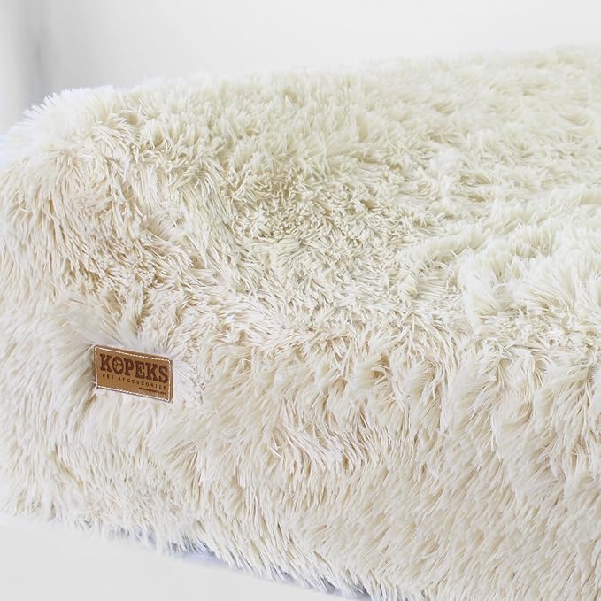 KOPEKS Orthopedic Memory Foam Dog Bed 7" Inch Thick Extra Large Dog Bed with Pillow Fluffy Brown 50"x34"x10" Includes Waterproof Liner &amp; Durable Removable Cover with Smart Design