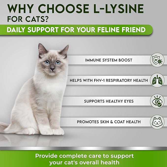 Trulysine L-Lysine for Cats Immune Support Oral Powder 4oz/100g - Cats &amp; Kittens of All Age, Sneezing, Runny Nose Squinting, Watery Eyes - Fish &amp; Poultry Flavor (U.S.A)(100 Grams ( 500mg / Scoop))