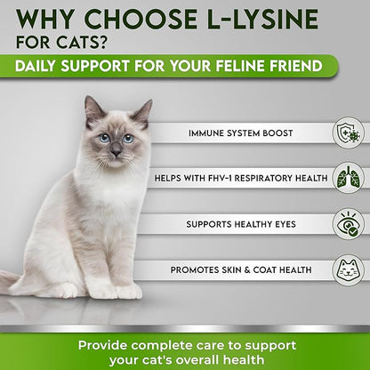 Trulysine L-Lysine for Cats Immune Support Oral Powder 4oz/100g - Cats &amp; Kittens of All Age, Sneezing, Runny Nose Squinting, Watery Eyes - Fish &amp; Poultry Flavor (U.S.A)(100 Grams ( 500mg / Scoop))