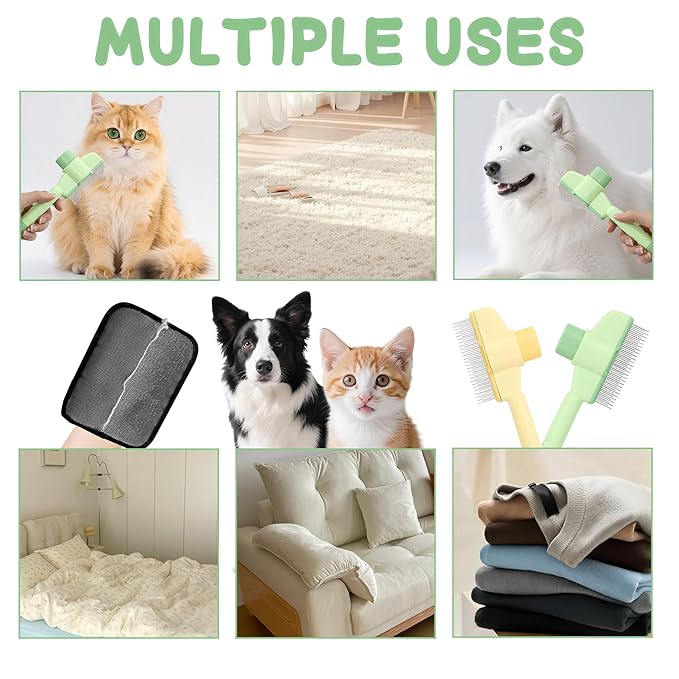 1 PCS Pet Hair Removal Glove w/ 2PCS Pet Combs,Electrostatic Gloves for Cats&amp;Dogs Flea Comb,Dog Comb,Cat Comb,Brush for Shedding,Reusable Animal Fur Removal Tool for Couch,Furniture,Carpet,Curtain