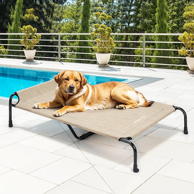 Veehoo Original Elevated Dog Bed - Outdoor Raised Dog Cot, One-Sided Raised Headboard Cooling Pet Bed, Non-Slip &amp; Breathable, XXL, CWC2417A
