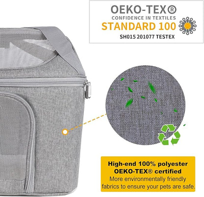Large Cat Carrier Soft Side Pet Carrier for Kitten Puppy Collapsible Travel Small Dog Carrier, TSA Airline Approved Pet Carriers for Under 20 lbs, Gray