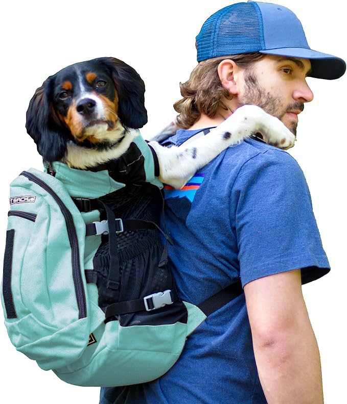 K9 Sport Sack Plus 2 - Medium, Summer Mint - Ideal for Dogs 17-19” Long - Adjustable, Backpack-Style Carrier with Multi-Functional Storage Pack, Thick Shoulder Straps &amp; Padded Back Panel