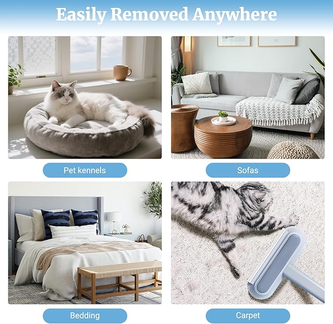 4 in 1 Multifunctional Reusable Pet Hair Remover Brush,Dog &amp; Cat Hair Remover Tool for Couch,Bedding &amp; Carpet,Washable Fur Remover with Dual-Sided Cleaning Brush