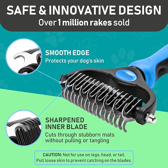 Maxpower Planet Original Pet Grooming Rake - Double-Sided Deshedding Dematting Tool, Undercoat Rake for Dogs &amp; Cats, Extra-Wide Dog Grooming Brush &amp; Deshedder Comb for Long Hair, Reduces Shedding 95%