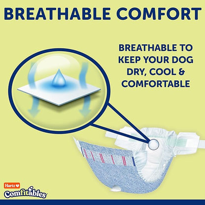 New! Hartz® Comfitables® Disposable Dog Diapers, Size XXS 42 count, Comfortable &amp; Secure Fit, Easy to Put On, Super Absorbent Male and Female Diaper