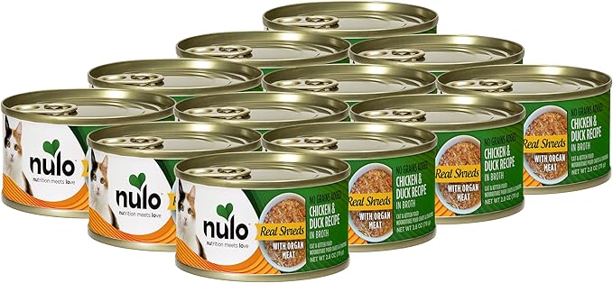 Nulo Real Shreds with Organ Meat Wet Canned Cat Food, Chicken &amp; Duck, 2.8 Ounce, 12 Cans