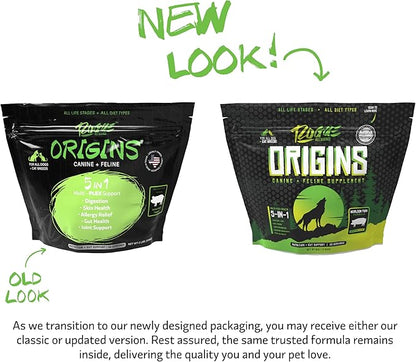 Origins 5-in-1 Dog Supplement - Powdered Food Topper w/Natural Heirloom Pork Protein- Supports Healthy Digestion, Skin, and Coat - Helps Reduce Itching &amp; Joint Inflammation (2 lbs)