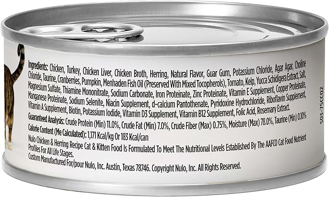 Nulo Chicken &amp; Herring Recipe Pate Wet Canned Cat Food, 5.5 Ounce (Pack of 24)