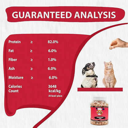Freeze-Dried Tuna Treats for Cats &amp; Dogs – 100% Wild Caught, Single Ingredient, High-Protein, Healthy Snack – No Additives or Preservatives – 3.5oz - Inspected &amp; Tested in USA