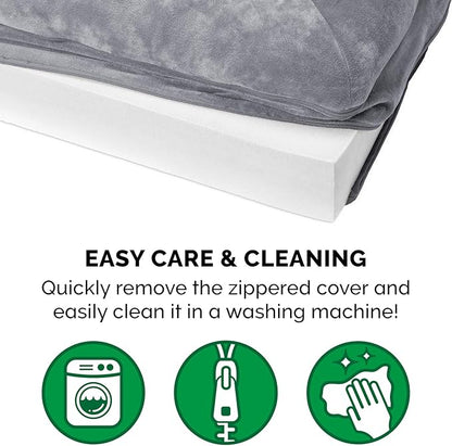 Furhaven Orthopedic Dog Bed for Large Dogs w/ Removable Bolsters &amp; Washable Cover, For Dogs Up to 125 lbs - Faux Fur &amp; Velvet Sofa - Smoke Gray, Jumbo Plus/XXL