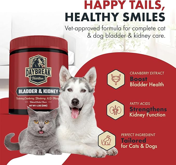 Bladder and Kidney Relief for Dogs &amp; Cats by Daybreak Nutrition | Powder Cranberry Supplement for Dogs and Cat for UTI Treatment &amp; Urinary Support | Dog &amp; Cat Urinary Tract Infection Remedy Supplement