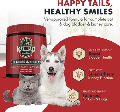 Bladder and Kidney Relief for Dogs &amp; Cats by Daybreak Nutrition | Powder Cranberry Supplement for Dogs and Cat for UTI Treatment &amp; Urinary Support | Dog &amp; Cat Urinary Tract Infection Remedy Supplement