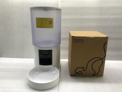 Automatic Cat Feeder Food Dispenser: 6L Timed Small Dog Dry Food Dispenser with 10s Voice - Distributeur Nourriture Chat Hund Programmable - Auto Pet Feeder with 1-6 Meals White
