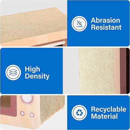 Oven Cat Scratcher Board - Durable Lounge Bed for Cats - Indoor Scratch Pad &amp; Play House - Corrugated Toy for Cat Birthday - 17.3L*13.4W*9.1H