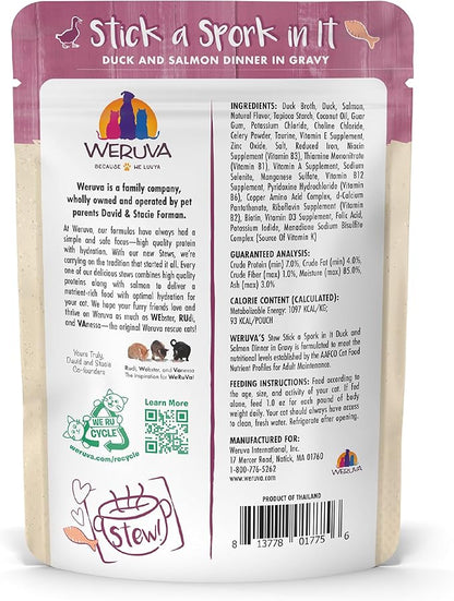 Weruva Classic Cat Stews, Stick A Spork in It with Duck &amp; Salmon in Gravy, 3oz Pouch (Pack of 12)
