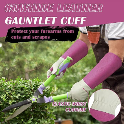 HANDLANDY Rose Pruning Gardening Gloves for Men &amp; Women, Thornproof Long Gauntlet Gloves, Pigskin Leather - Breathable &amp; Durability (Medium)