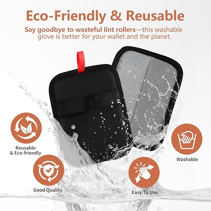 Pet Hair Removal Glove – Upgraded Electrostatic Pet Hair Remover Gloves for Cats &amp; Dogs (Black, L)