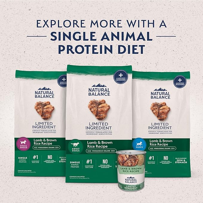 Natural Balance Limited Ingredient Adult Dry Dog Food with Healthy Grains, Lamb &amp; Brown Rice Recipe, 12 Pound (Pack of 1)