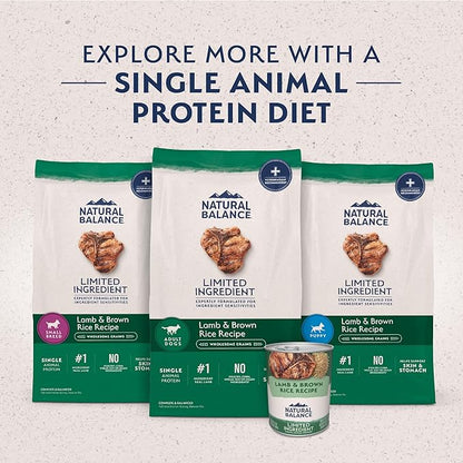 Natural Balance Limited Ingredient Adult Dry Dog Food with Healthy Grains, Lamb &amp; Brown Rice Recipe, 12 Pound (Pack of 1)