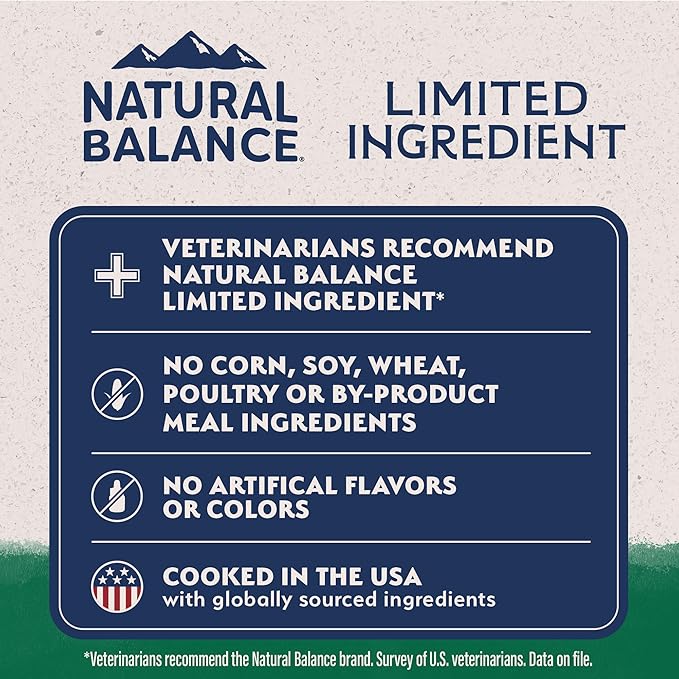 Natural Balance Limited Ingredient Adult Dry Dog Food with Healthy Grains, Lamb &amp; Brown Rice Recipe, 24 Pound (Pack of 1)