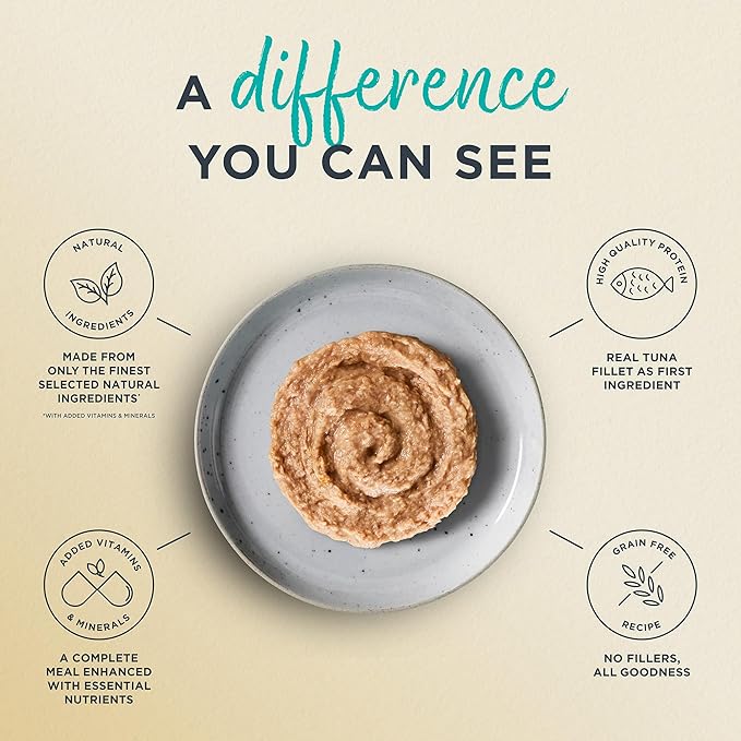 Reveal Entrées Natural Wet Cat Food Paté, Grain-Free with Added Vitamins &amp; Minerals, Carrageenan-Free Tuna Fillet Paté Recipe (24 x 2.47 oz Cans)