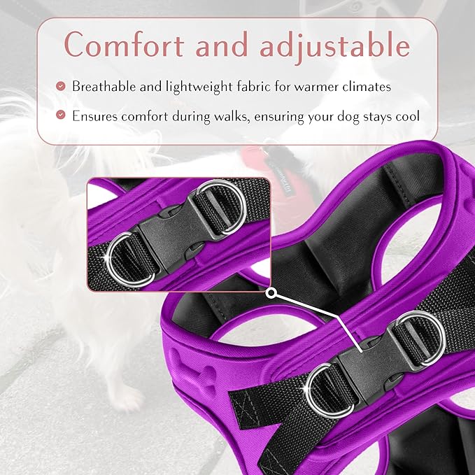 Comfort fit Step-in Dog &amp; Puppy Harness - Comfortable All Weather Dog Vest Harness: Adjustable, Soft Padded, Easy to Put-on for Small, Medium-Sized Dogs.