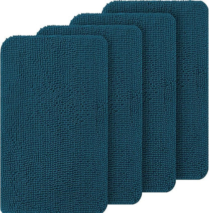 OLANLY Dog Door Mat Set 4-Piece 30x20, Absorbs Moisture and Dirt, Absorbent Non-Slip Washable Doormat, Quick Dry Chenille Mud Mat for Dogs, Entry Indoor Entryway Carpet for Inside Floor, Atlantic Blue