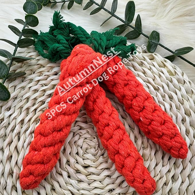 3PCS Orange Woven Pet Chew Set, Puppy Teething Chews, Dog Chew Treats, Cat Teething Playset, Safe Braided Chews for Pets, Durable &amp; Interactive