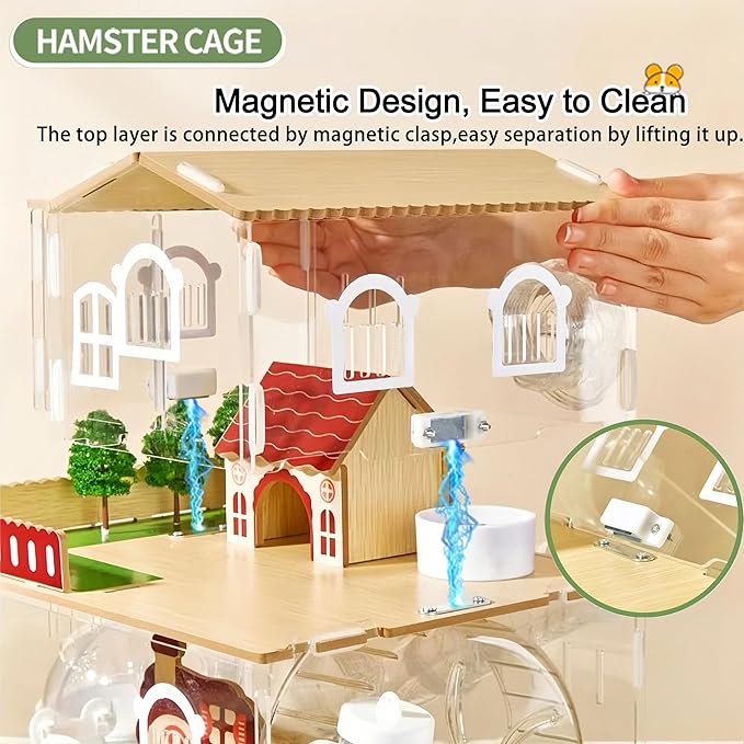 17 in 1 Clear Acrylic Hamster Cage with All Accessories,13.5&