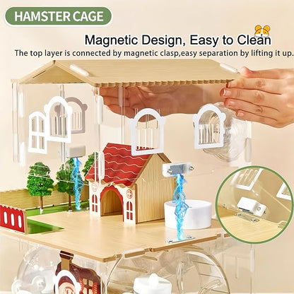17 in 1 Clear Acrylic Hamster Cage with All Accessories,13.5&