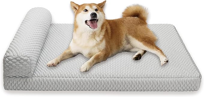 Tinaco Orthopedic Cooling Bed for Large Dogs &amp; Cats, Removable Washable Cover (X-Large, White/Grey)