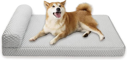 Tinaco Orthopedic Cooling Bed for Large Dogs &amp; Cats, Removable Washable Cover (X-Large, White/Grey)