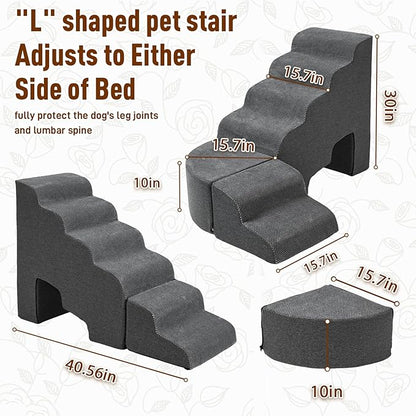Update Stable Dog Stairs &amp; Steps Ramps for High Beds 30 inches High Tall, LitaiL 6 Step Pet Stairs Steps for High Beds 30 inch Large Dogs, Non-Slip Dog Ramps for Small Dogs, Older Cat