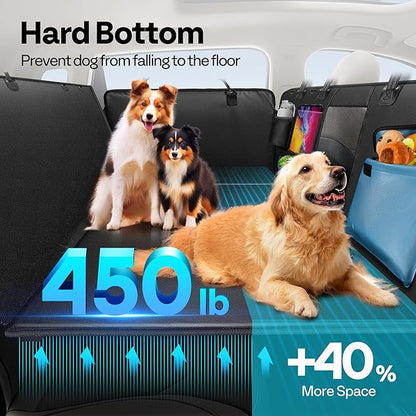 Back Seat Pet Cover for Dogs 59", Upgraded PU Leather Back Seat Extender with Hard Bottom Holds 400LBS, Waterproof Anti-Scratch, Dog Backseat Cover for Cars, SUV &amp; Small Truck