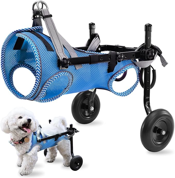 Updated Dog Wheelchair for Back Legs,Small Dog Wheelchair Carts with Wheels, Light Weight Wheelchair for Leg Support Helps Senior,Injured,Paralyzed, S &amp; Blue