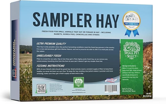 Small Pet Select-Sampler Box, 2ND Cutting, 3RD Cutting Timothy Hay, Oat Hay, &amp; Orchard Hay