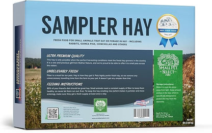 Small Pet Select-Sampler Box, 2ND Cutting, 3RD Cutting Timothy Hay, Oat Hay, &amp; Orchard Hay