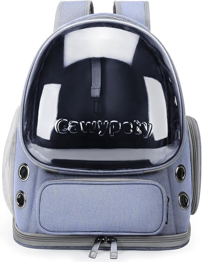 Cat Backpack Carrier, Breathable Cat Carrier Large Space Bubble Pet Backpack for Kitty Small Dog up to 12lbs, Transparent &amp; Foldable Pet Carrier for Travel Hiking (Blue