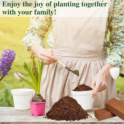 ZeeDix 5 Pack Premium Coco Coir Brick, Organic Compressed Coconut Coir Bricks Seed Starter Potting Soil for Plants, Coconut Fiber Substrate with Low EC &amp; pH Balance for Gardening Flower Herbs