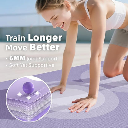 Extra Large Yoga Mat - 72"x35", 72"x48", 78"x57" - Wide TPE Exercise Mat for Home, Stretching, Couples &amp; Family Workouts - 6-12mm Thick, Non-Slip &amp; Waterproof - with Carry Bag and Straps