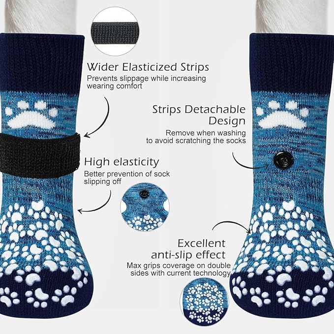 EXPAWLORER Anti Slip Dog Socks to Prevent Licking Paws, Dog Shoes for Hot Pavement, Dog Booties for Small Medium Large Senior Dogs, Traction Control Dog Boots &amp; Paw Protectors for Hardwood Floors