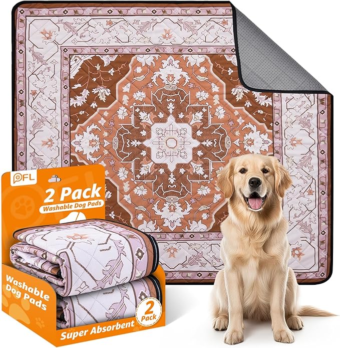 Washable Pee Pads for Dogs: 2 Pack Reusable 31"x36" Waterproof &amp; Leakproof Puppy Pads, Non-Slip Whelping &amp; Potty Training for Floor, Playpen, Crate, Couch