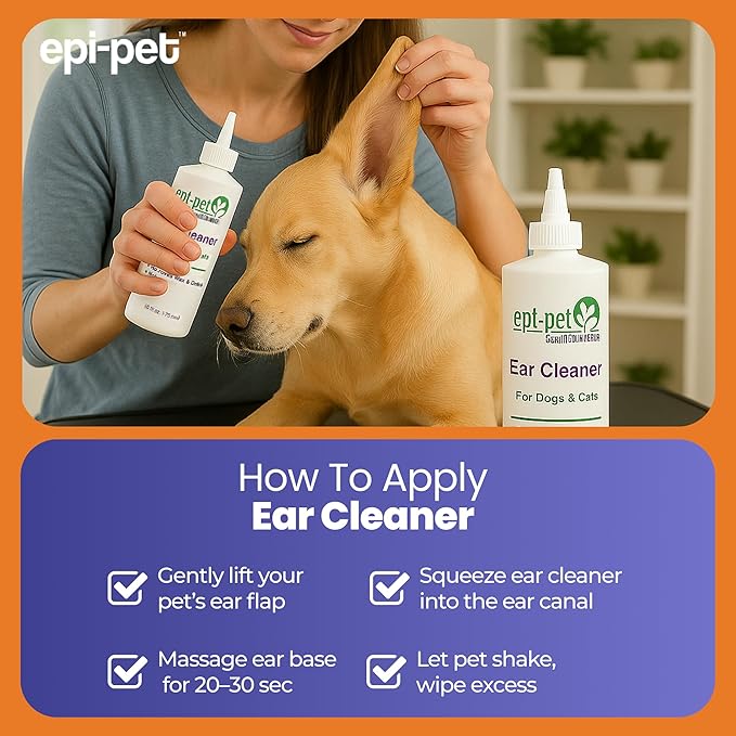 Dog &amp; Cat Ear Cleaner Solution with Aloe Vera &amp; Tea Tree Oil – Removes Itchy Ear Wax, Debris, Odor – Ears Wash, Drops &amp; Flush for Pets, Dog Ears Cleaning, Cat Cleaner (16 oz- Pack of 2)