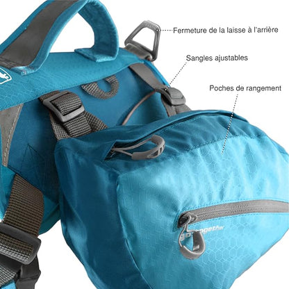 Kurgo Dog Saddlebag Backpack, Back Pack Dog Harness, Hiking Pack for Dogs, Packs for Pets to Wear, Camping &amp; Travel Vest Harness, Reflective, Lightweight, Baxter Pack, for Medium &amp; Large Pets